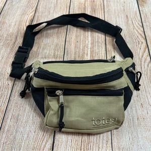 Totes Fanny Waist Pack Adjustable Green Multiple Pockets